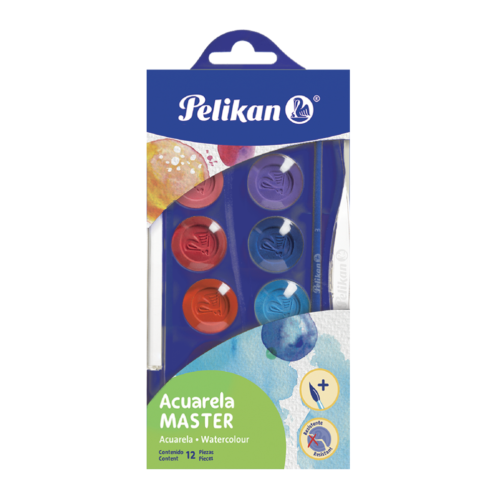 Acuarela Master colores surtidos con 12 pastillas Azul