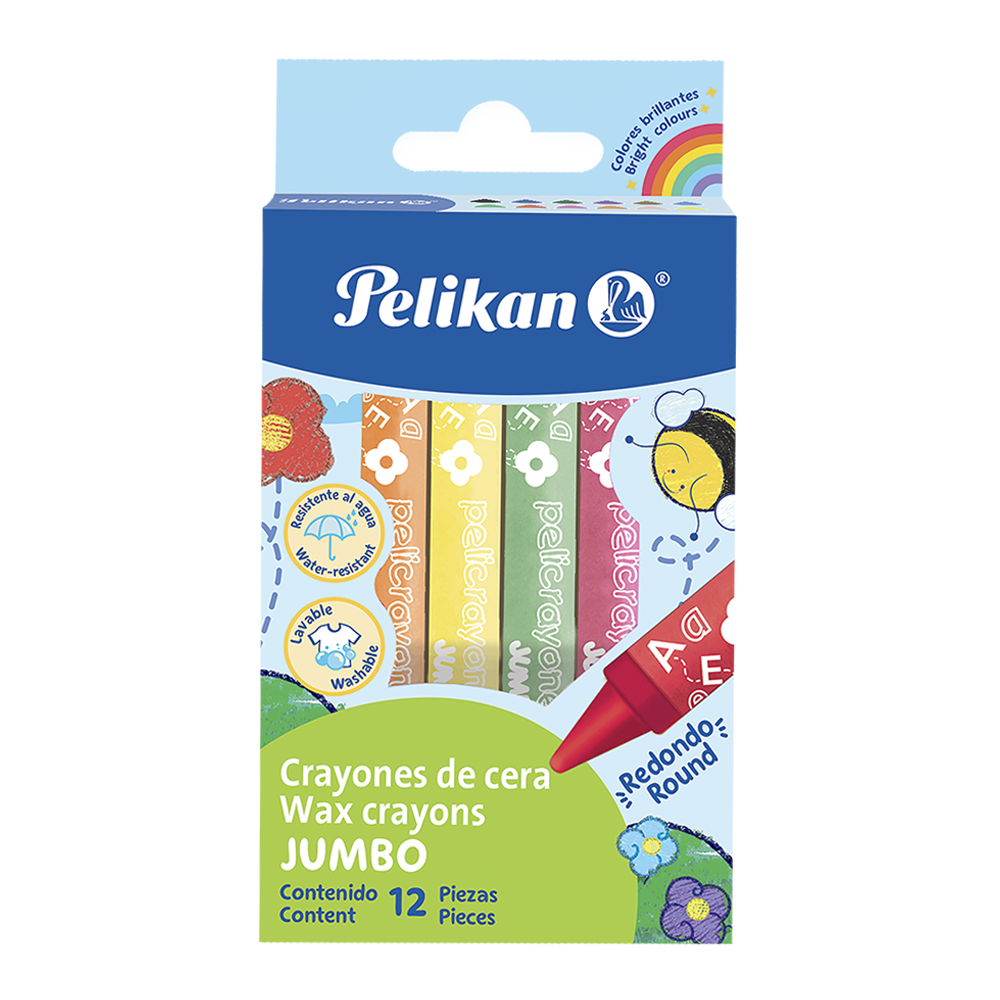 Pelicrayones Jumbo redondo caja con 12 colores