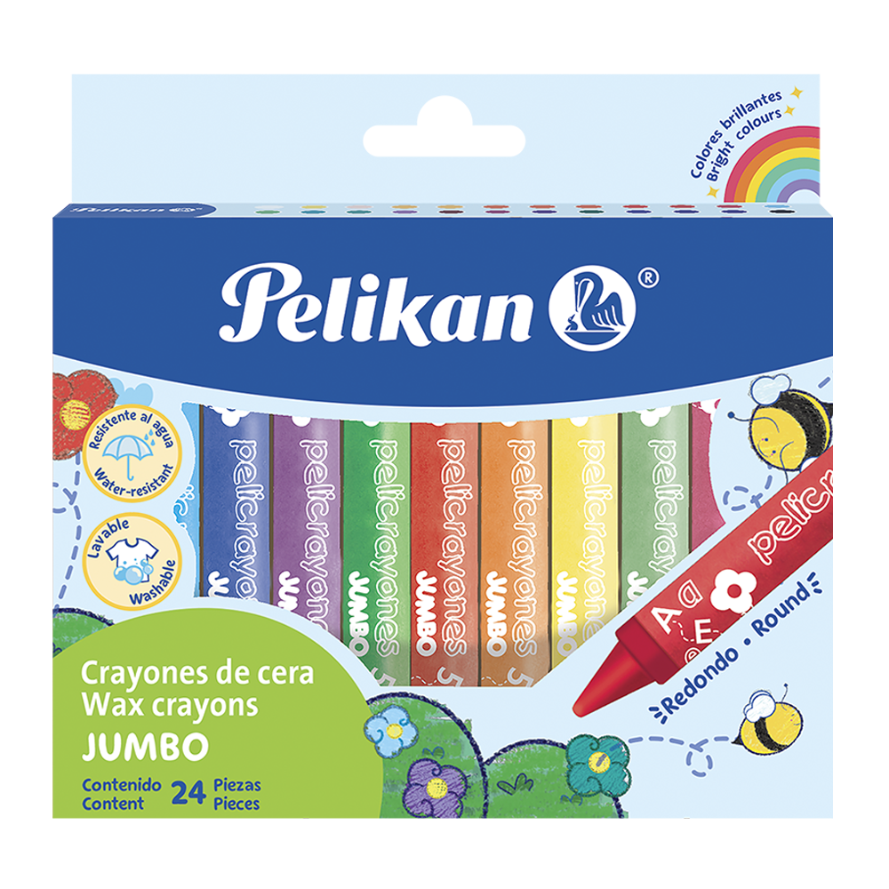 Pelicrayones Jumbo redondo caja con 24 colores