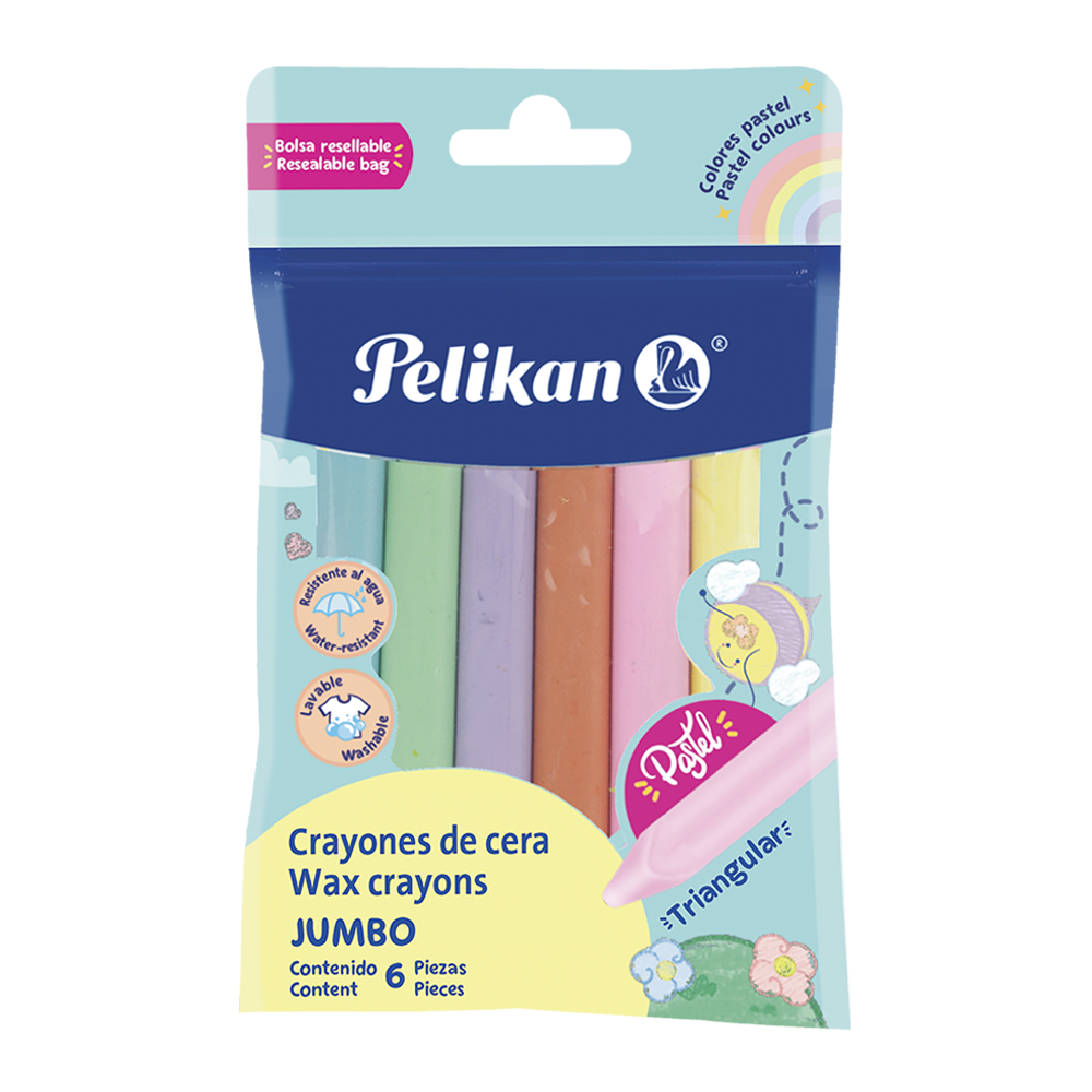 Pelicrayones Jumbo Triangulares Edición Pastel bolsa con 6 colores