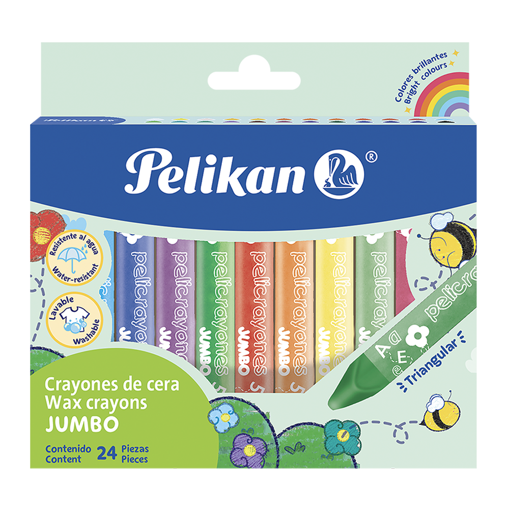 Pelicrayones Jumbo Triangulares caja con 24 colores