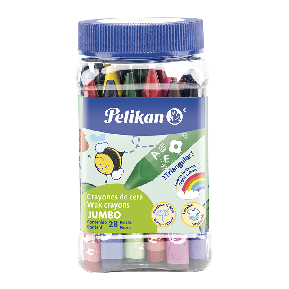 Pelicrayones Jumbo Triangulares barril con 28 colores