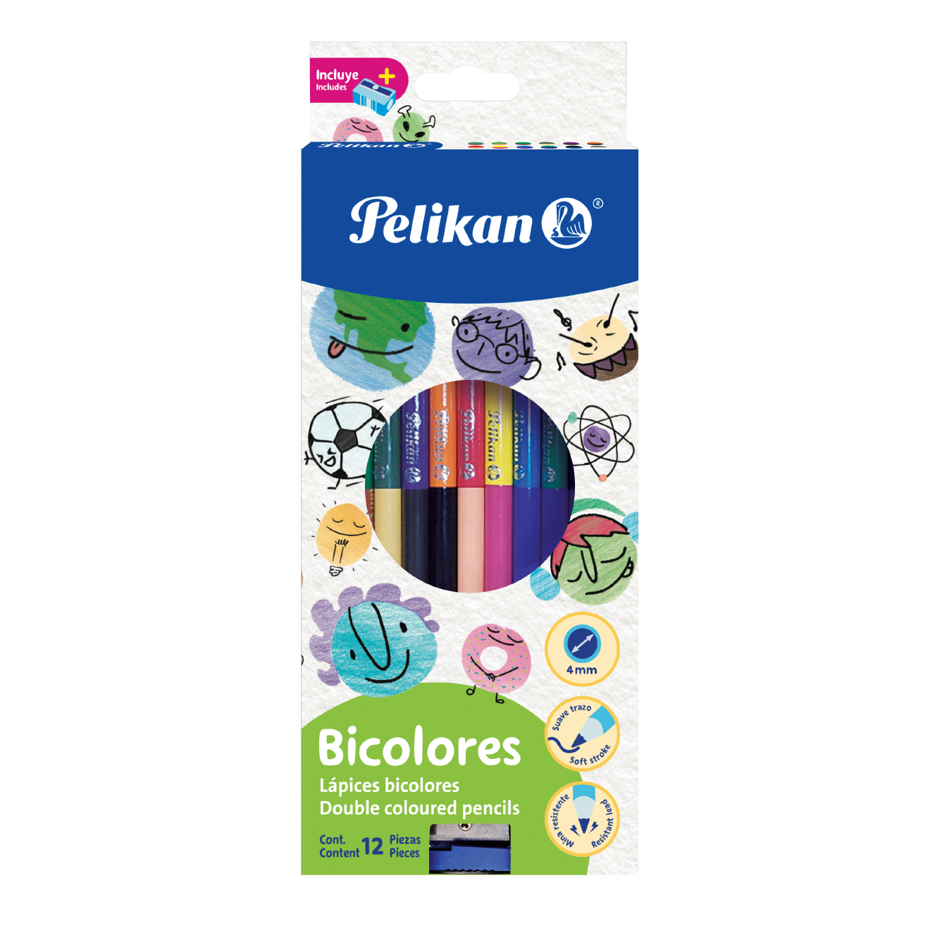Lápices Bicolores redondos caja de 12 piezas