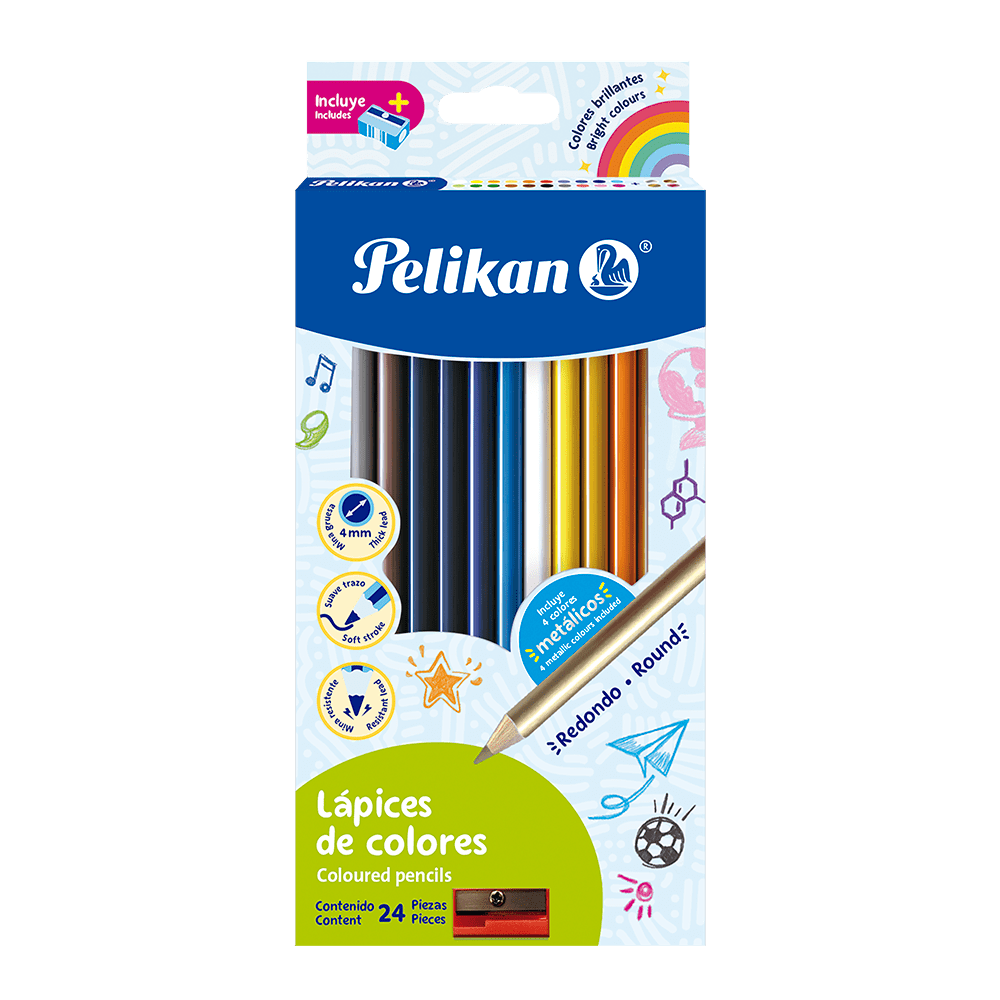 Lápices de Colores redondos caja con 24 piezas