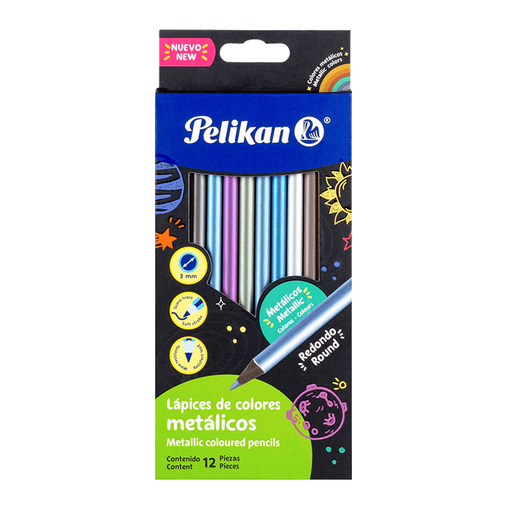 Lápices de colores metálicos caja de 12 piezas