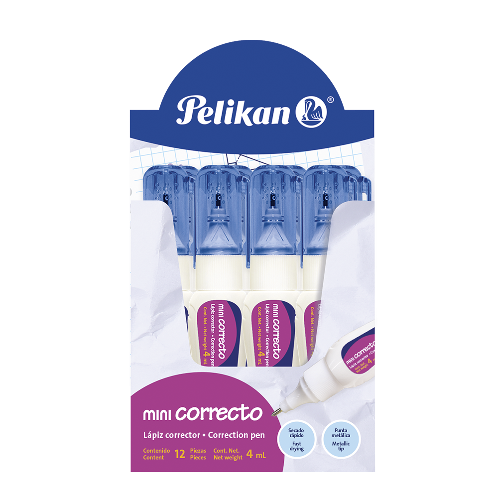 Mini corrector líquido 4ml. caja con 12 piezas
