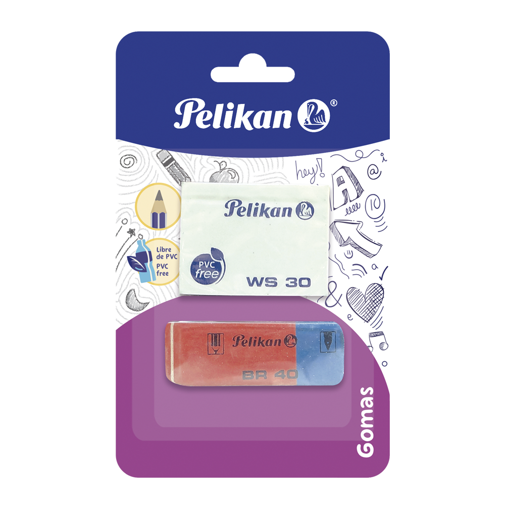 Tarjeta con 2 gomas de borrar: BR 40 y WS 30