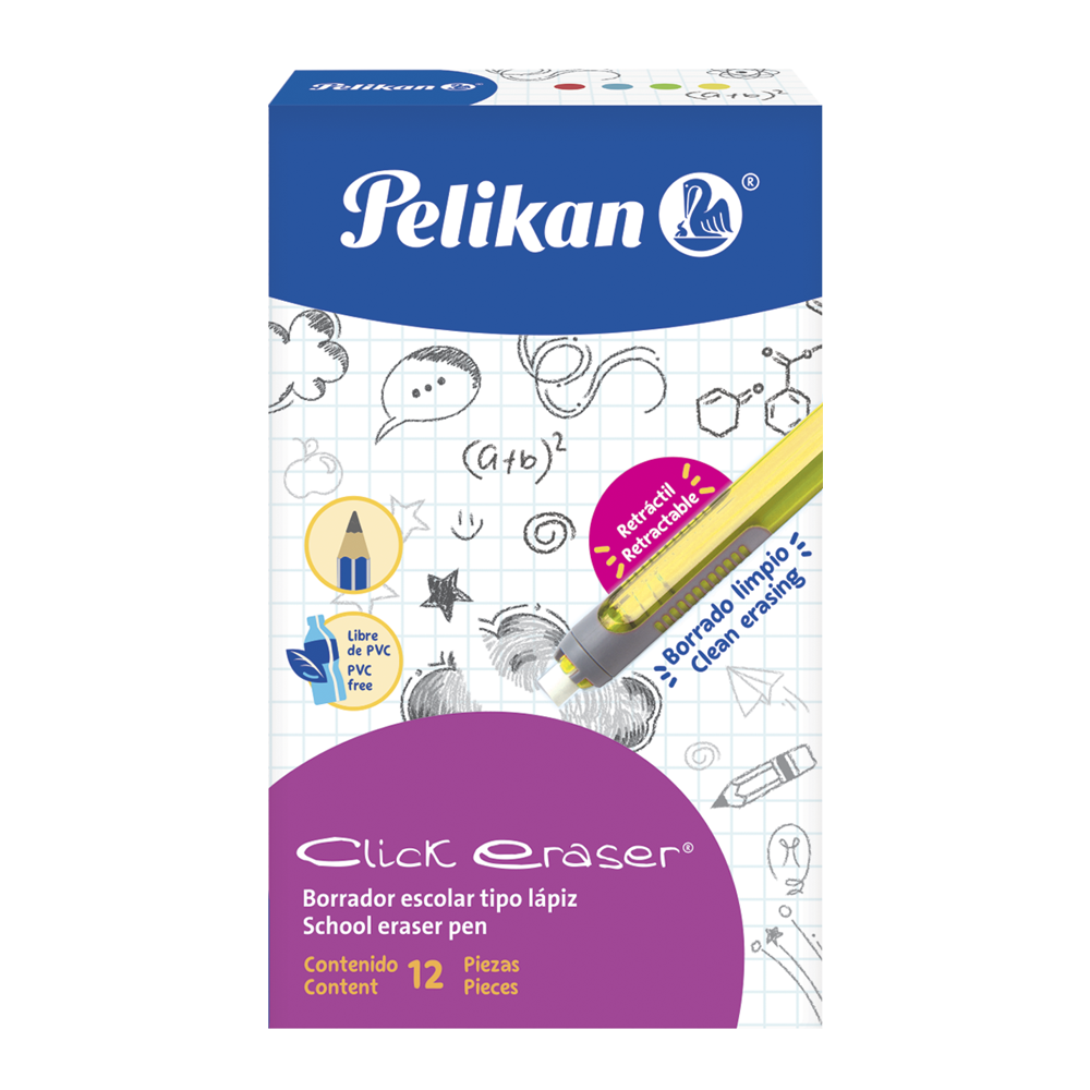 Click Eraser® Escolar Caja x12 Colores surtidos