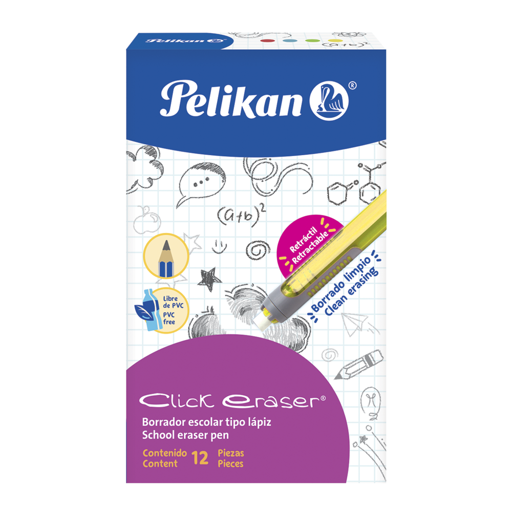 Click Eraser® Escolar Colores surtidos Caja x12 