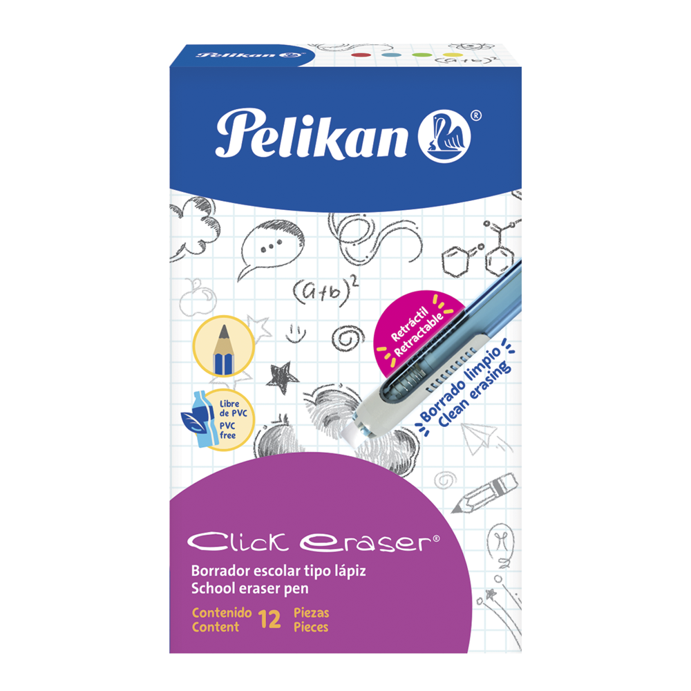 Lápiz borrador Click Eraser escolar caja con 12 piezas