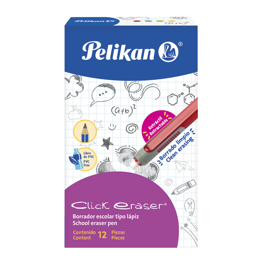 Lápiz borrador Click Eraser escolar caja con 12 piezas