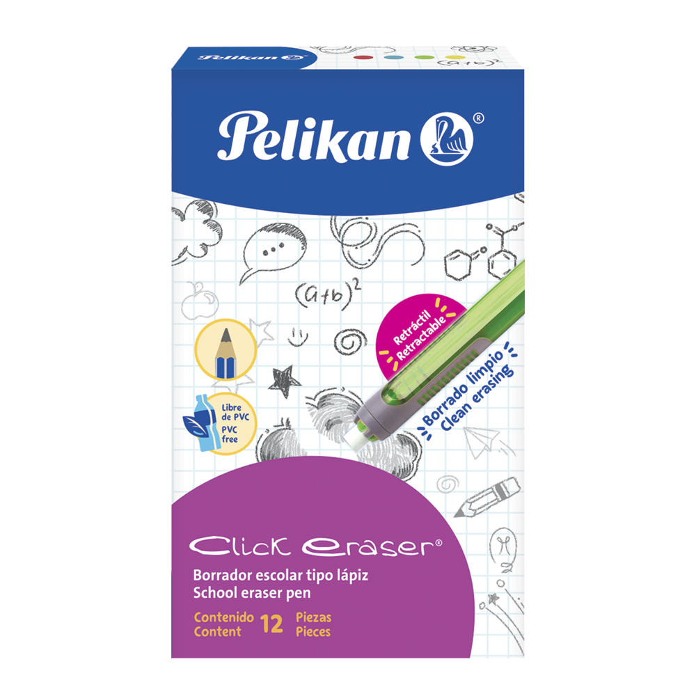 Lápiz borrador Click Eraser escolar caja con 12 piezas