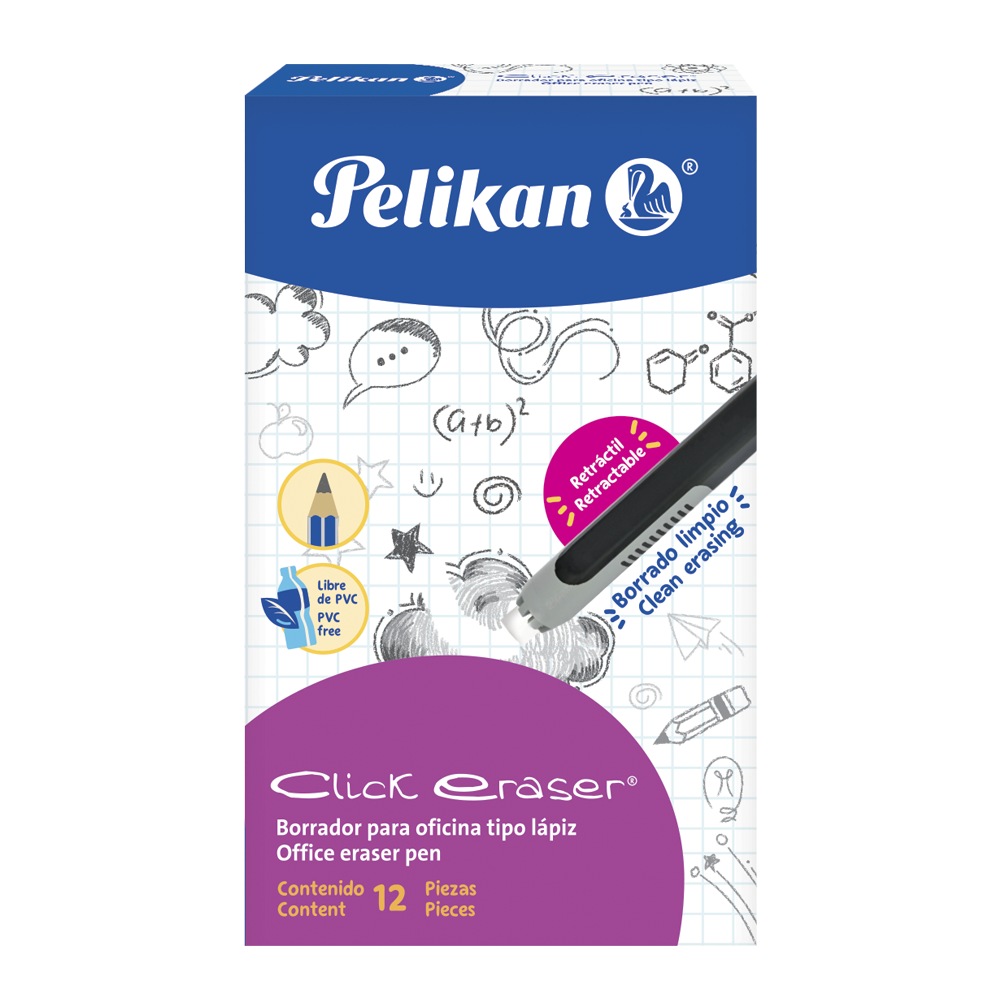 Lápiz borrador Click Eraser oficina caja con 12 piezas