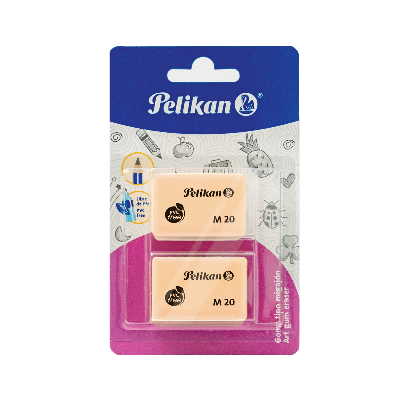 Tarjeta con 2 gomas de borrar M20