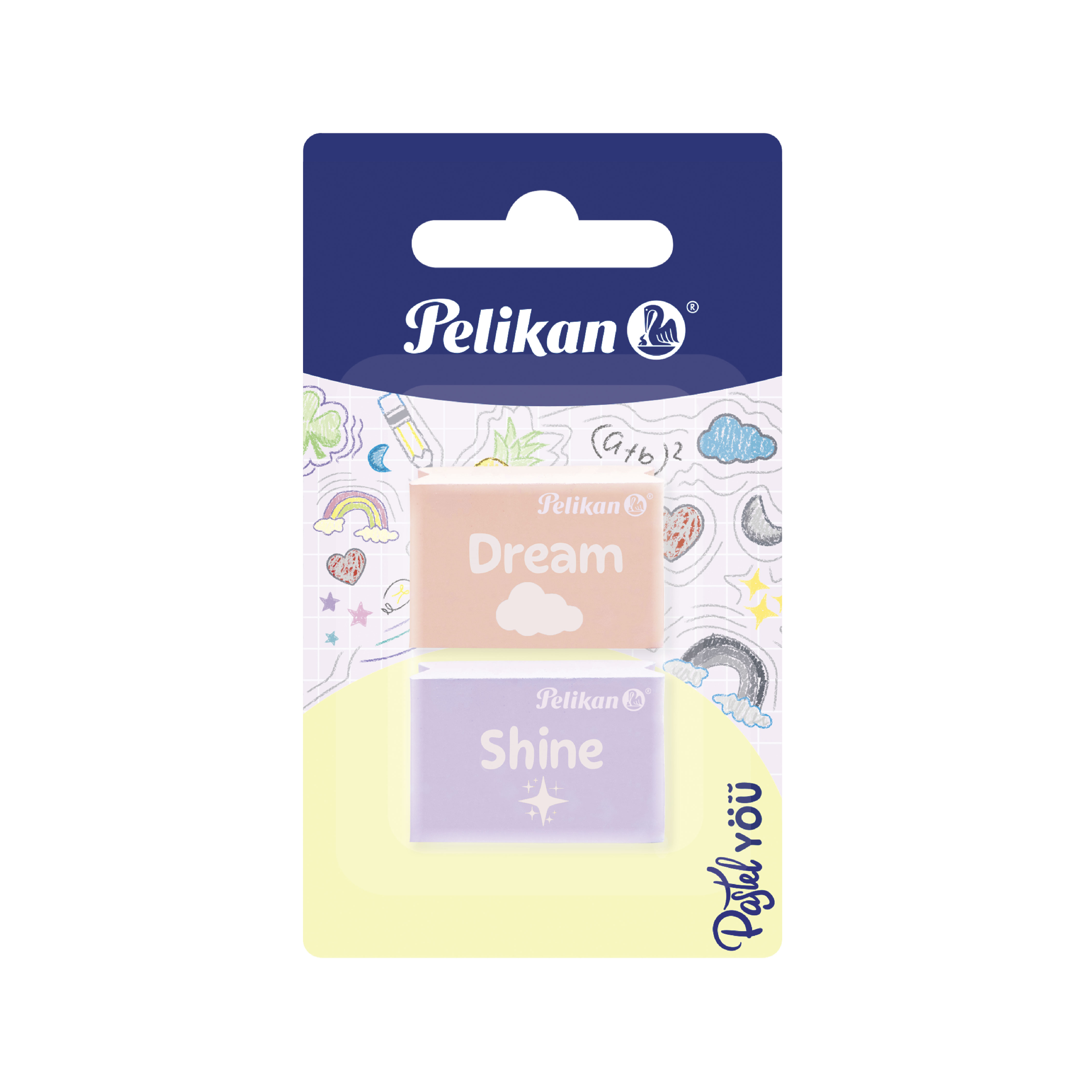 Tarjeta con 2 gomas de borrar Edición Pastel
