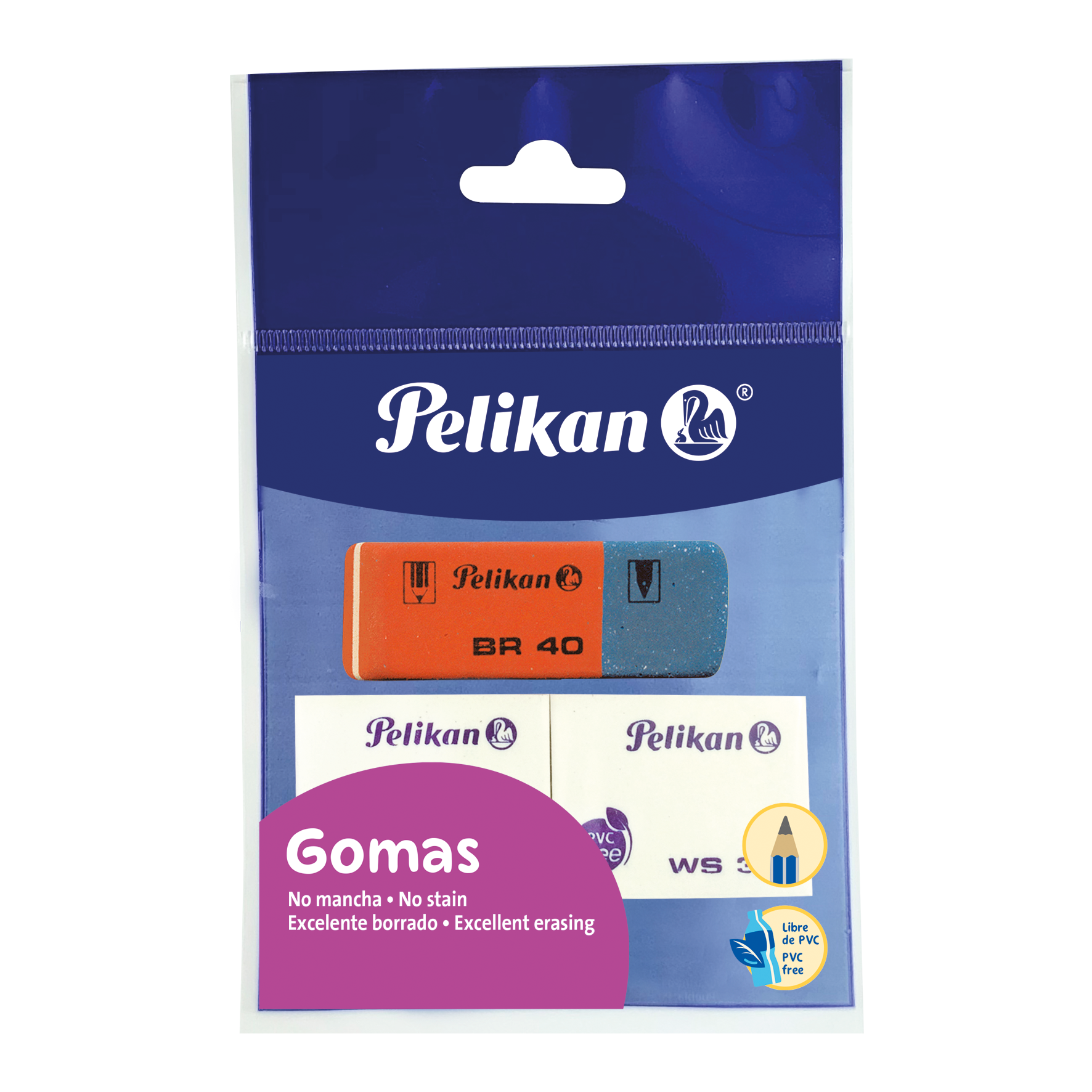 Bolsa con 3 gomas de borrar: 2 WS 30, 1 BR 40