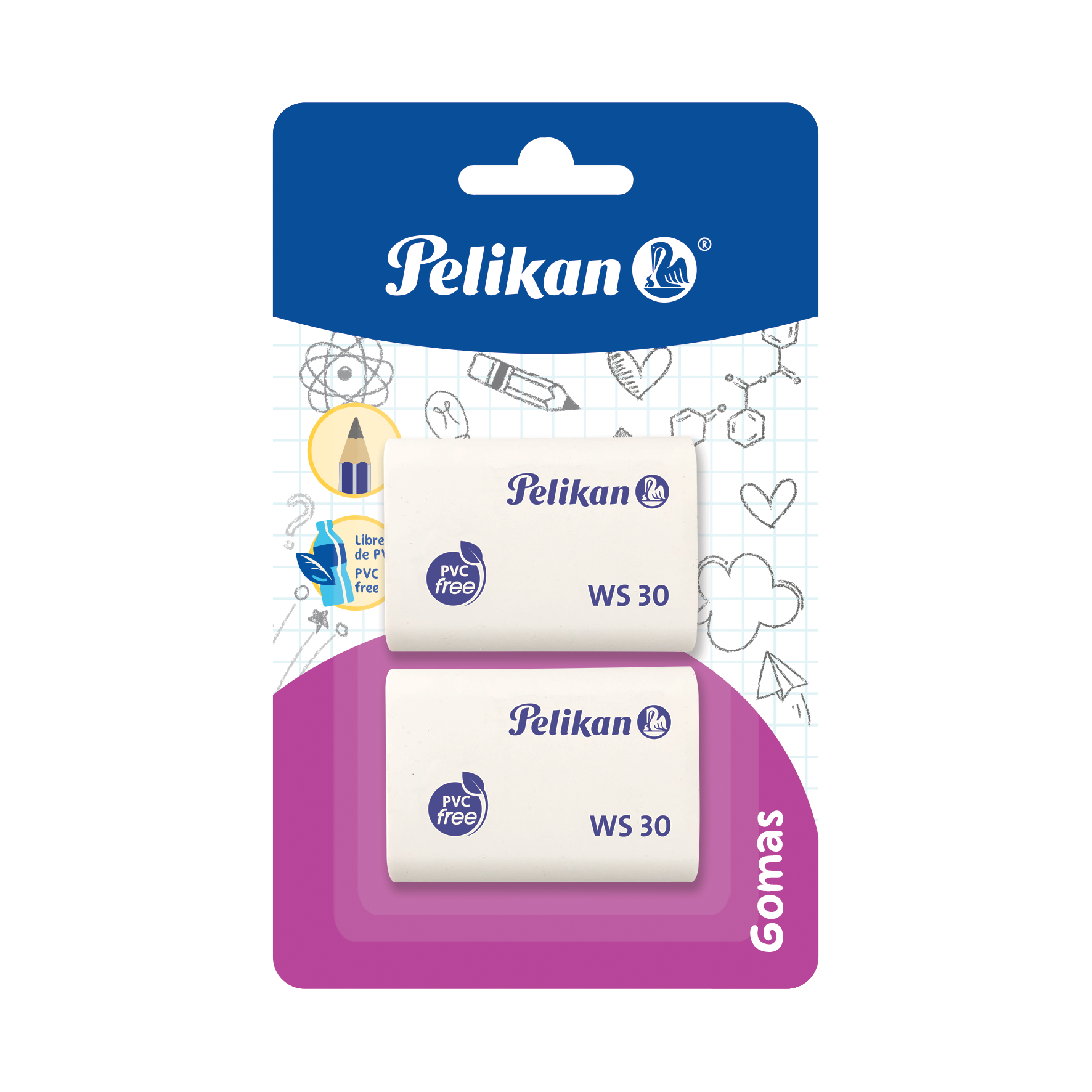 Tarjeta con 2 gomas de borrar WS 30