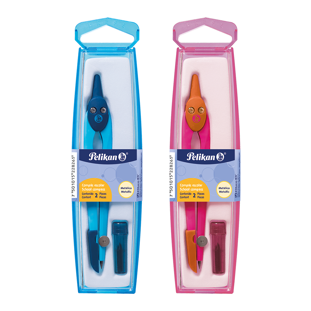 Compás escolar plástico- Estuche 1 pieza