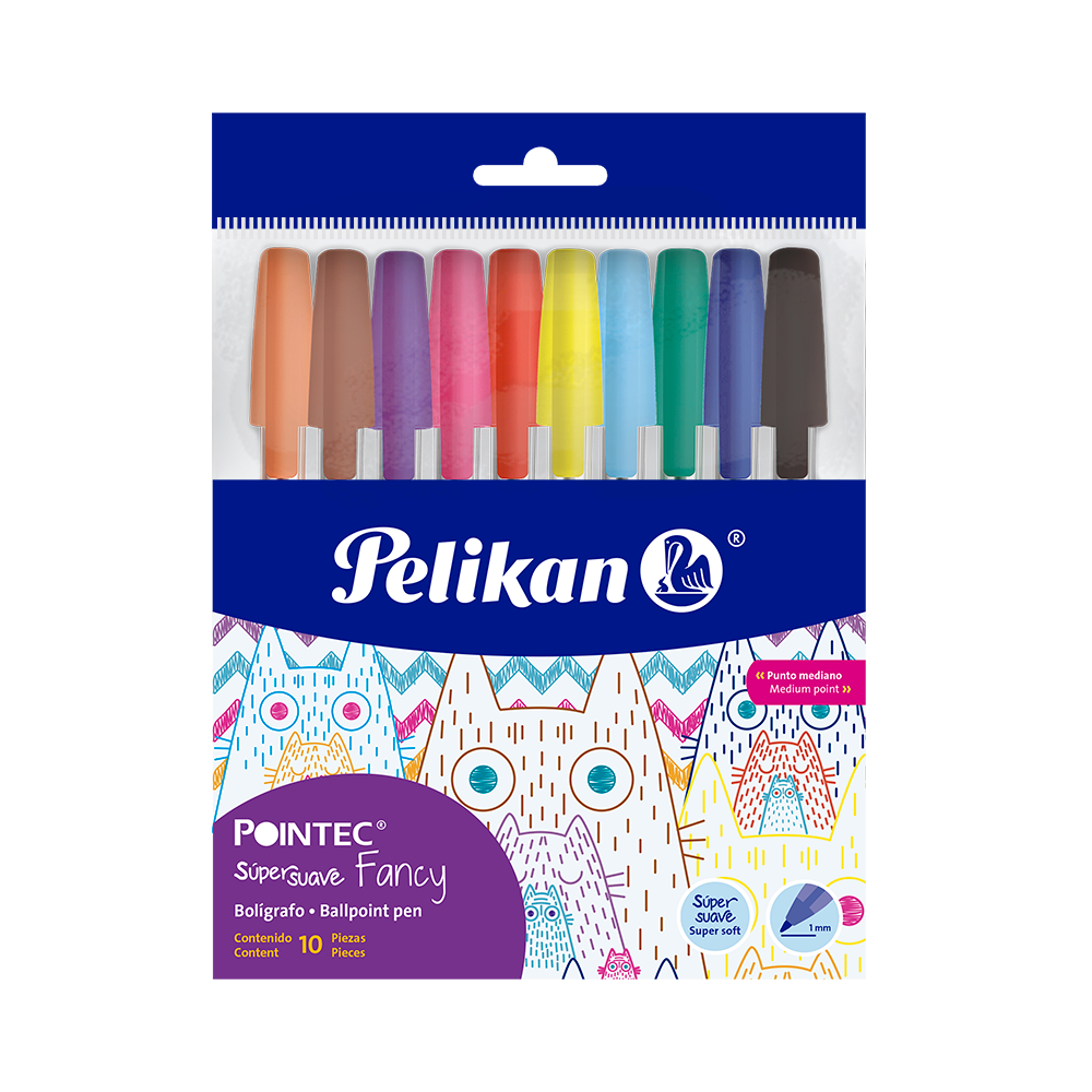Bolígrafos Pointec Fancy bolsa con 10 colores surtidos