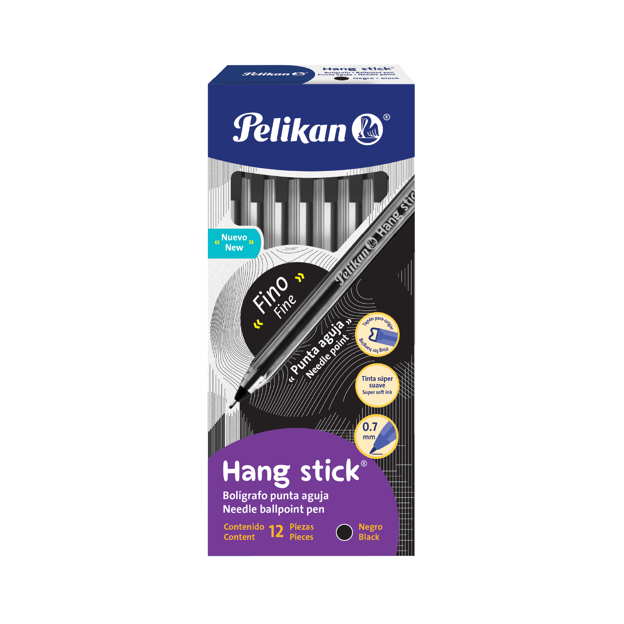 Hang Stick C/12 Negro Punto fino 0,7 mm