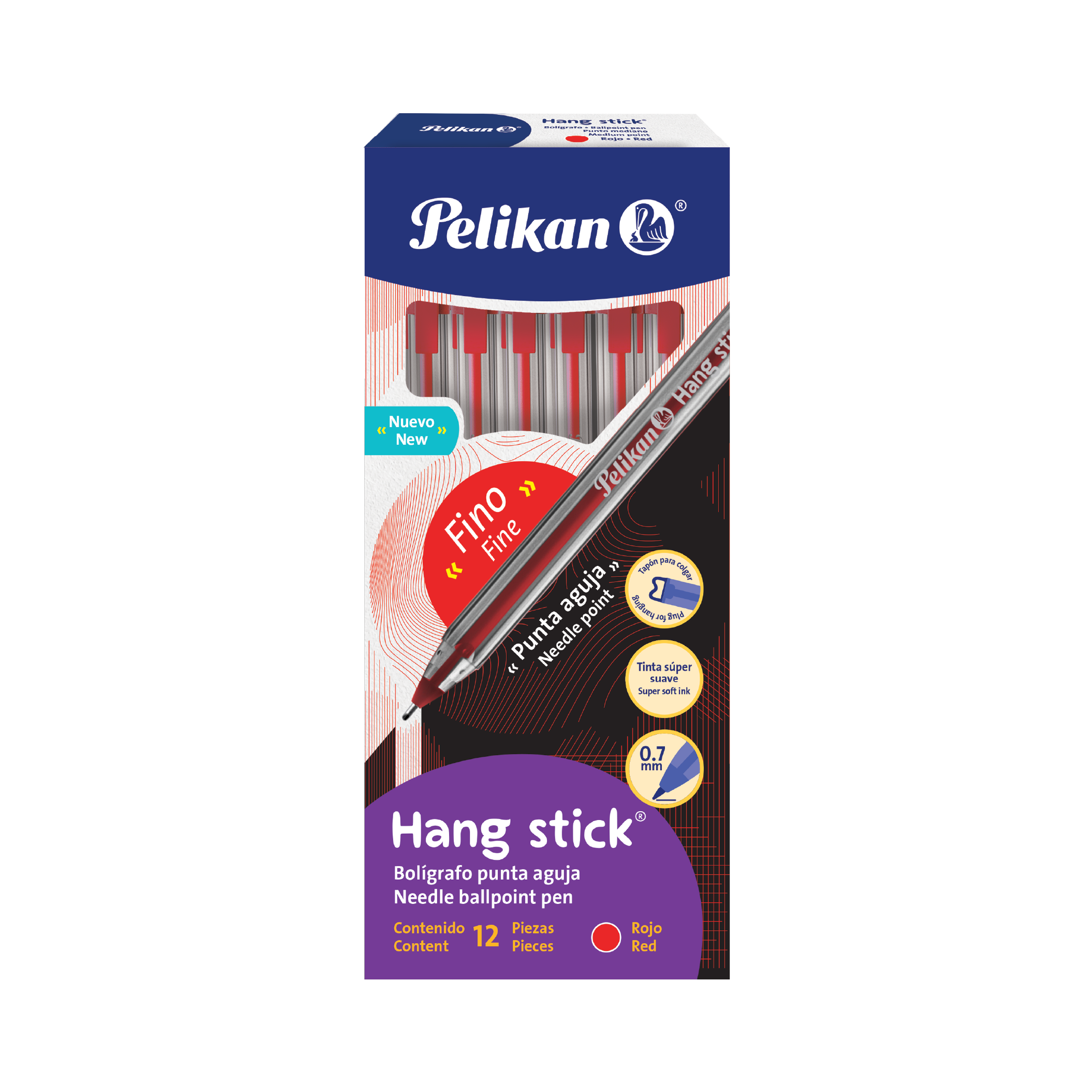 Hang Stick C/12 Rojo Punto fino 0,7 mm