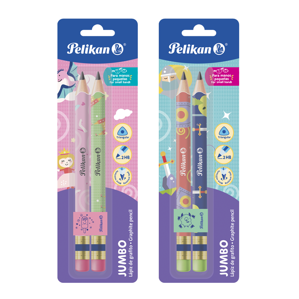 Tarjeta de 2 lápices de escritura #2HB Jumbo triangular con diseño