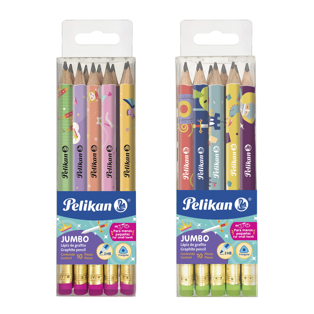 Lápiz de escritura #2HB triangular Jumbo con diseño caja con 10 piezas