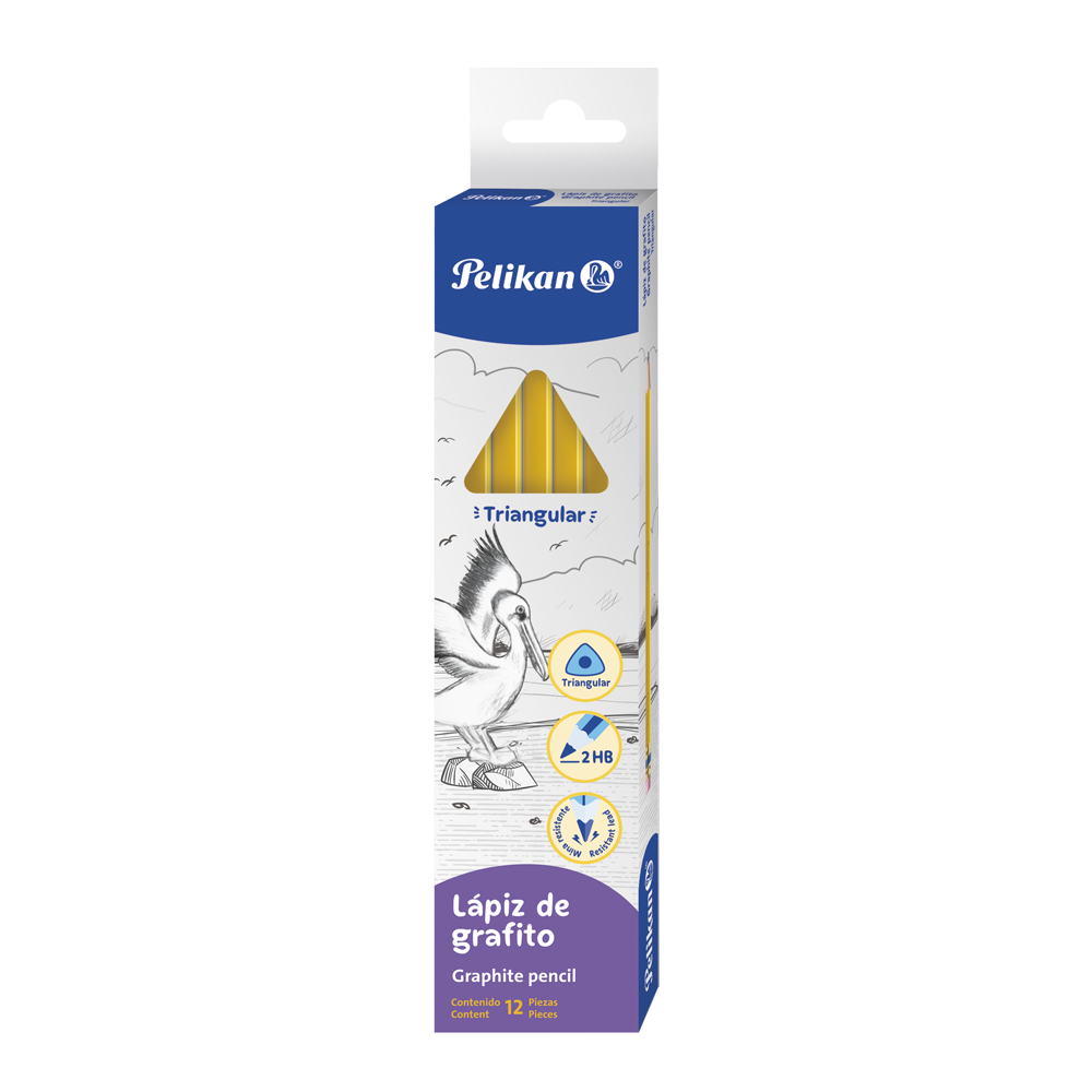Caja Lápiz de grafito triangular 2HB con 12 piezas