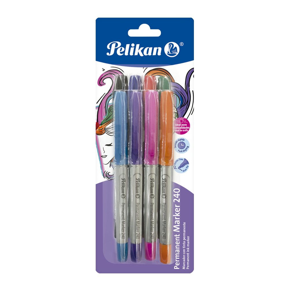 Permanent Marker 240 Tarjeta Blister 8 piezas colores surtidos