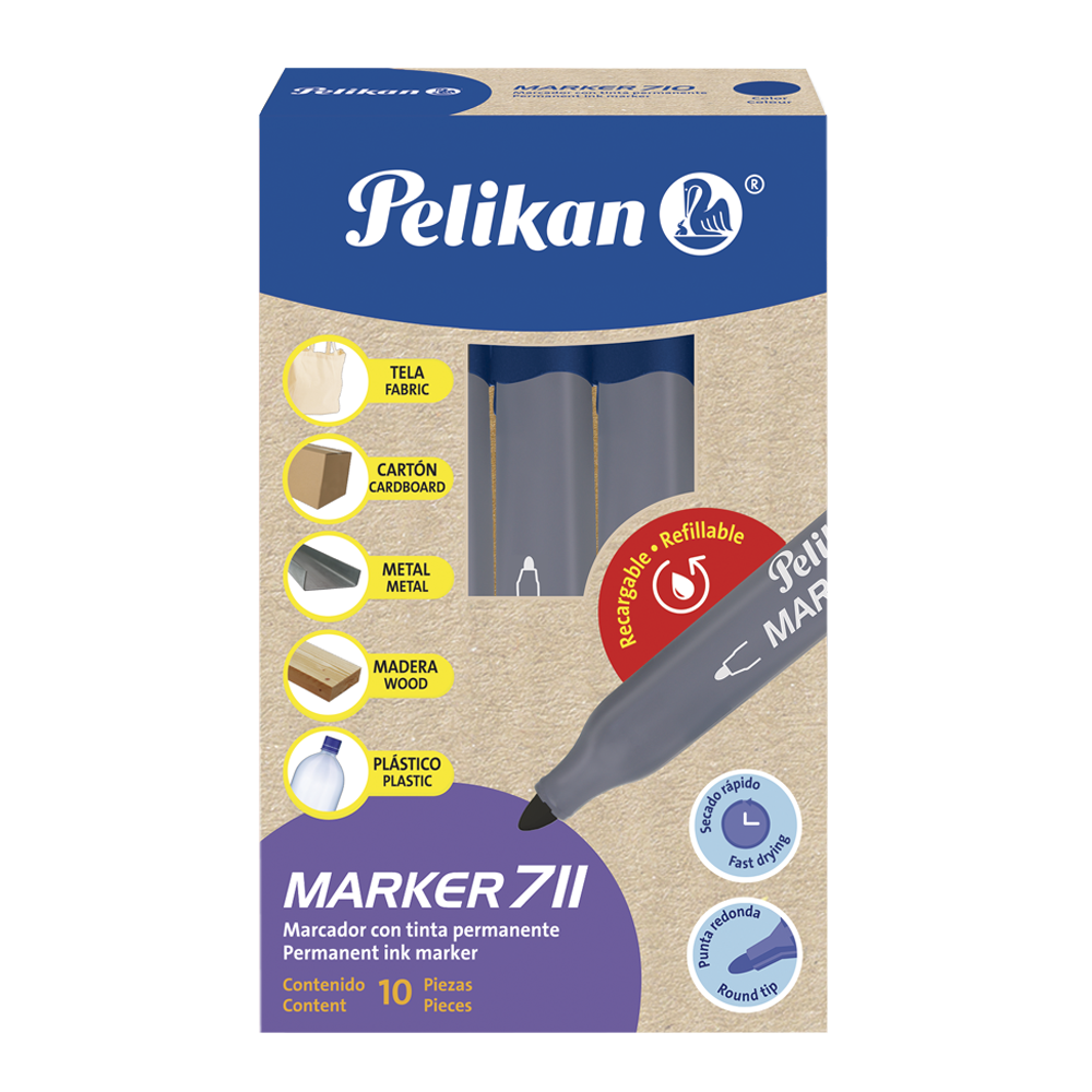Marker 711 con 10 piezas Azul 