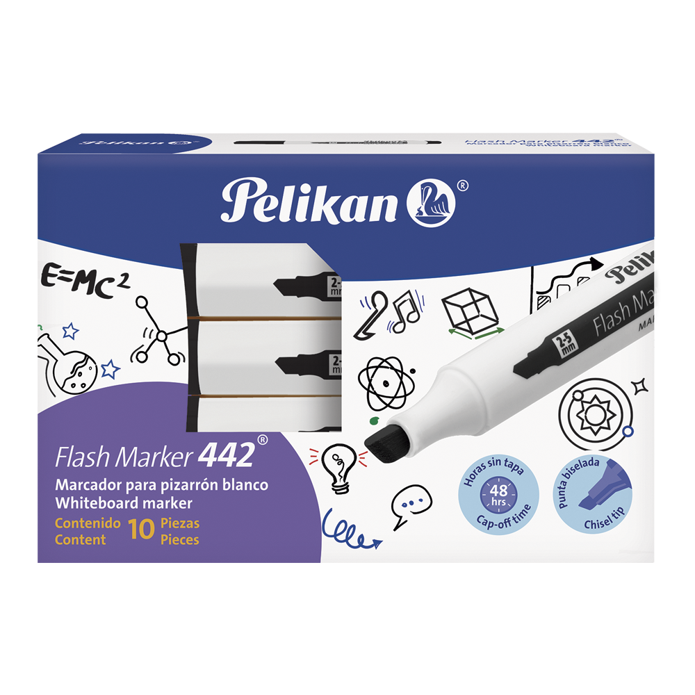 Marcador borrable Flash Marker 442 caja 10 piezas Negro