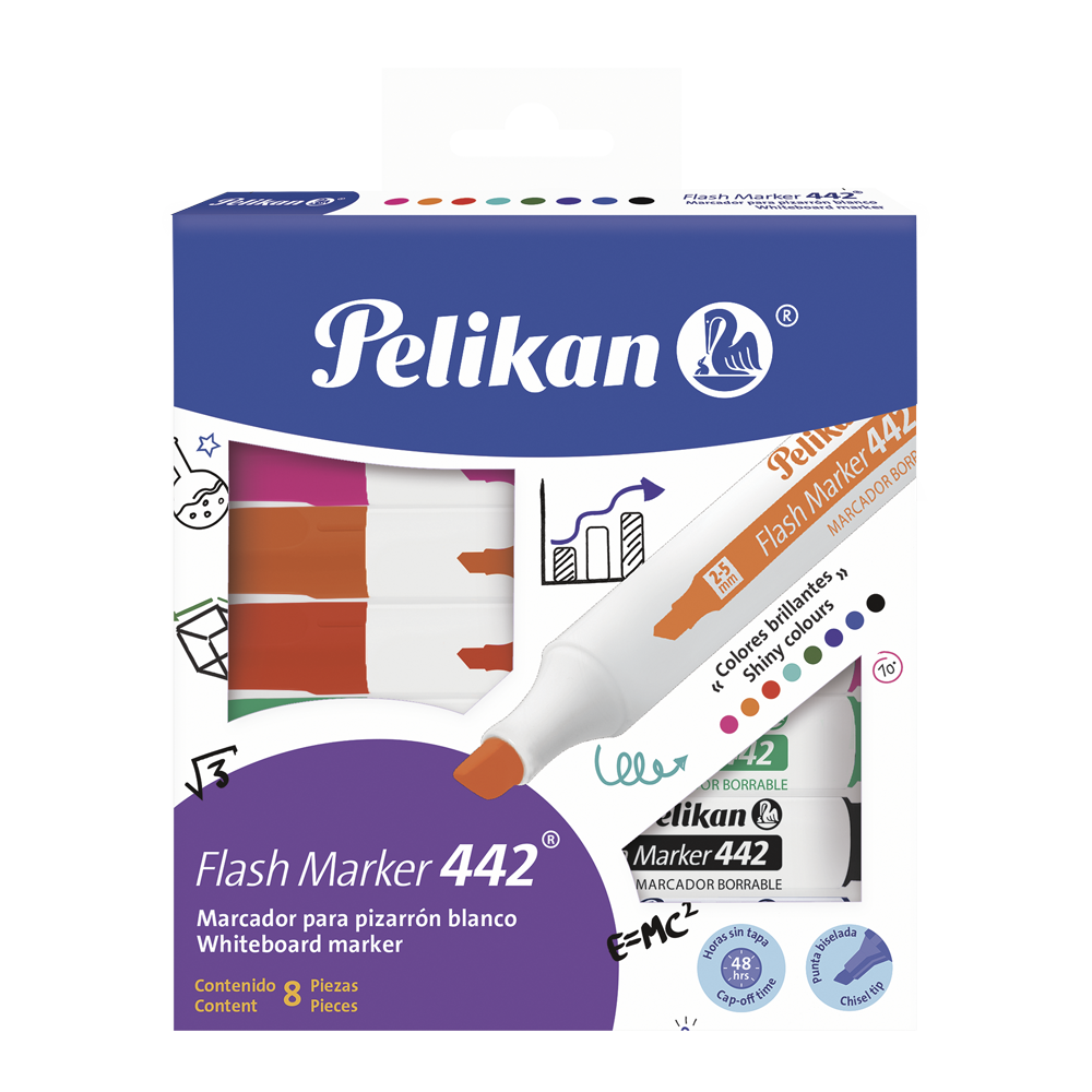 Marcador con tinta borrable Flash Marker 442 estuche con 4 colores
