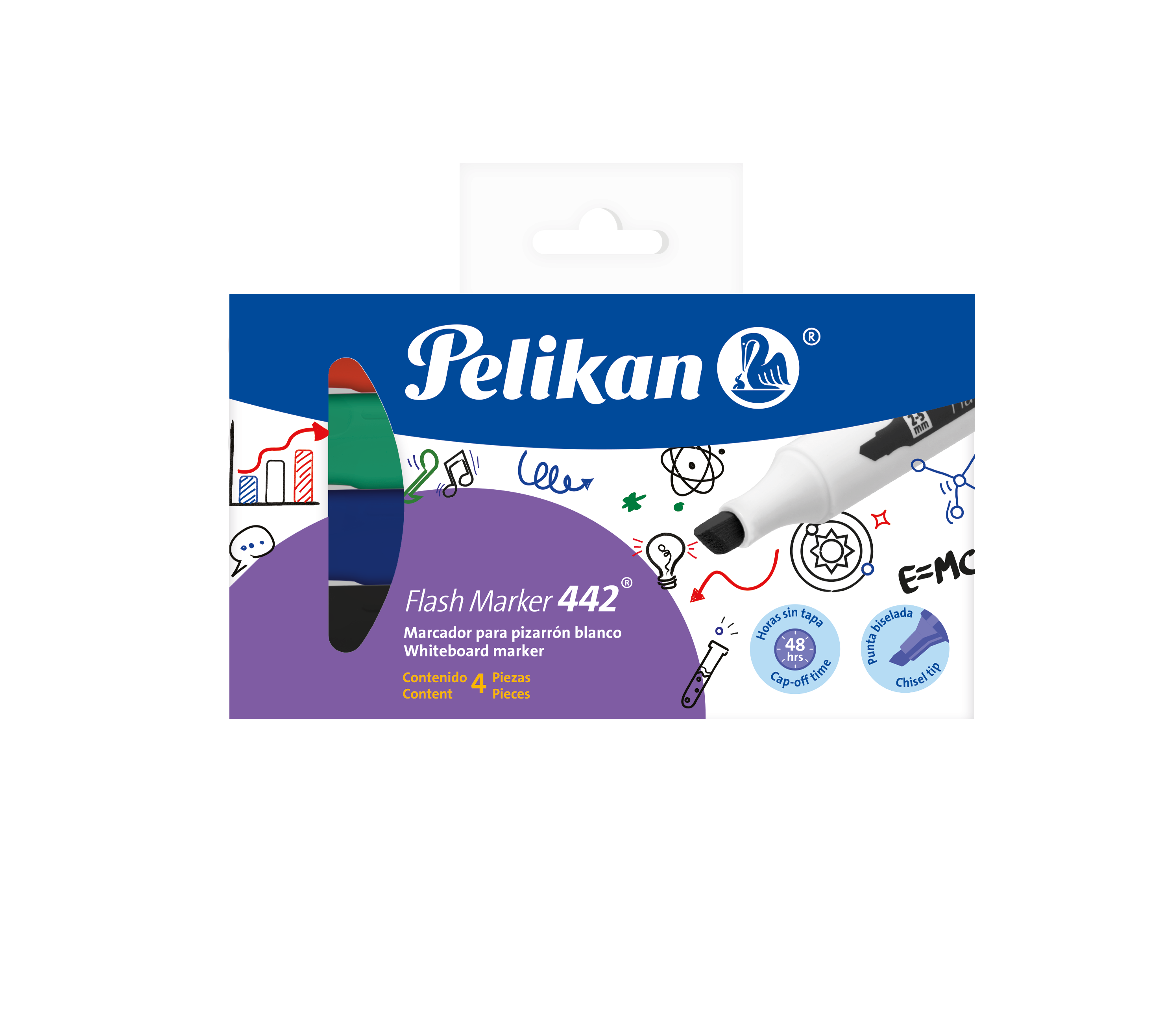 Marcador con tinta borrable Flash Marker 442 estuche con 4 colores