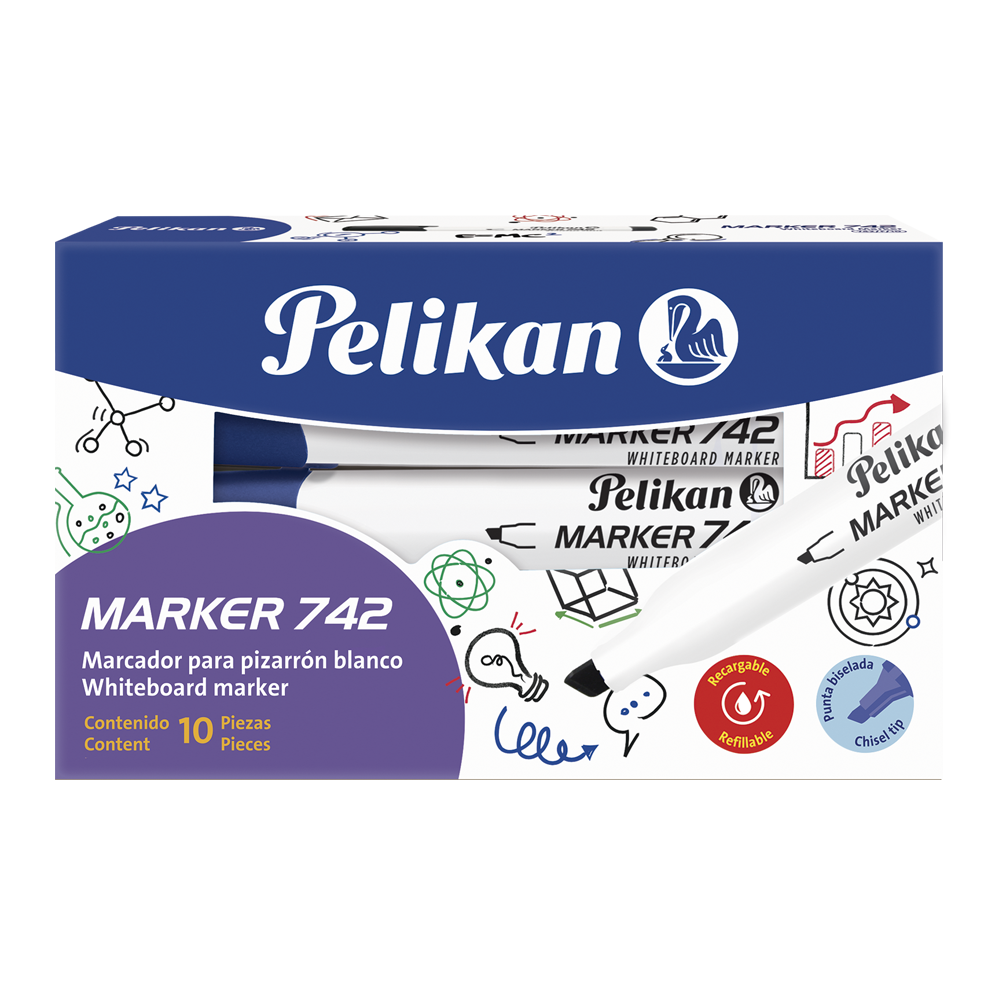 Marcador borrable Flash Marker 742 caja con 10 piezas Azul