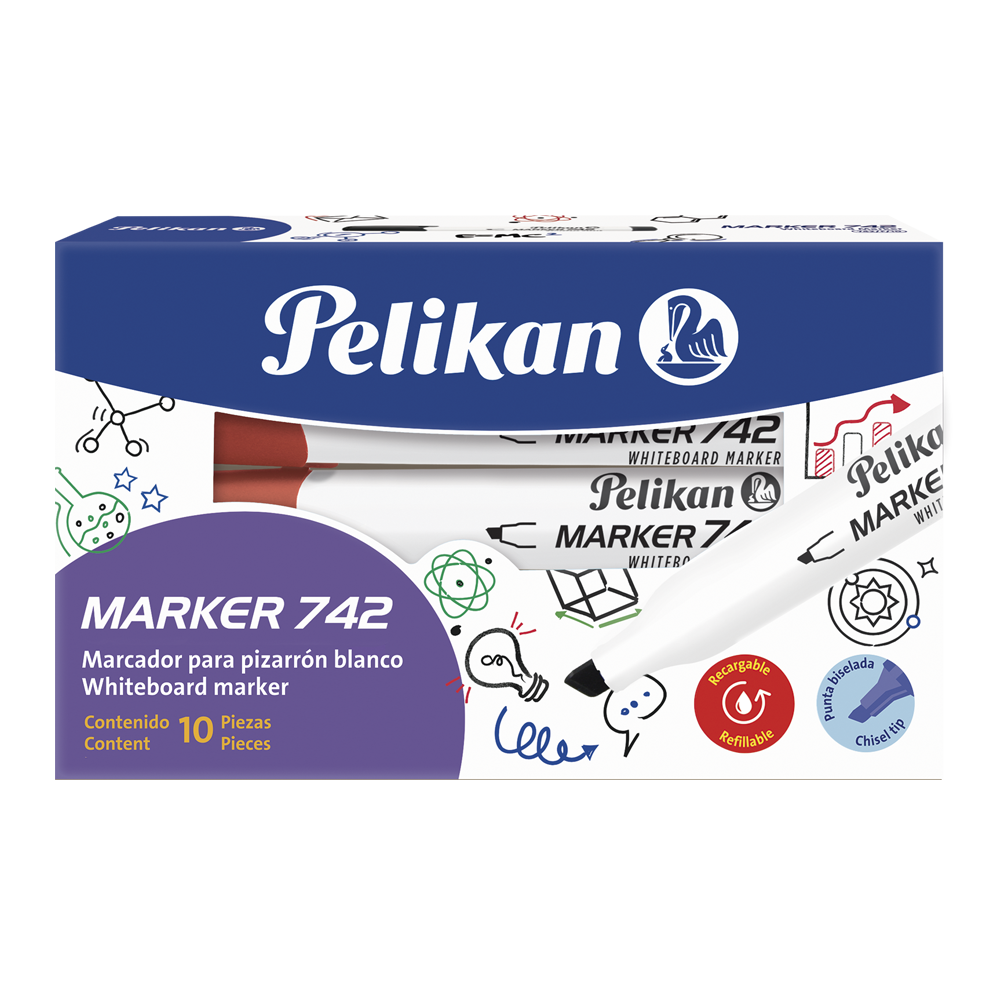 Marcador borrable Flash Marker 742 caja con 10 piezas Rojo