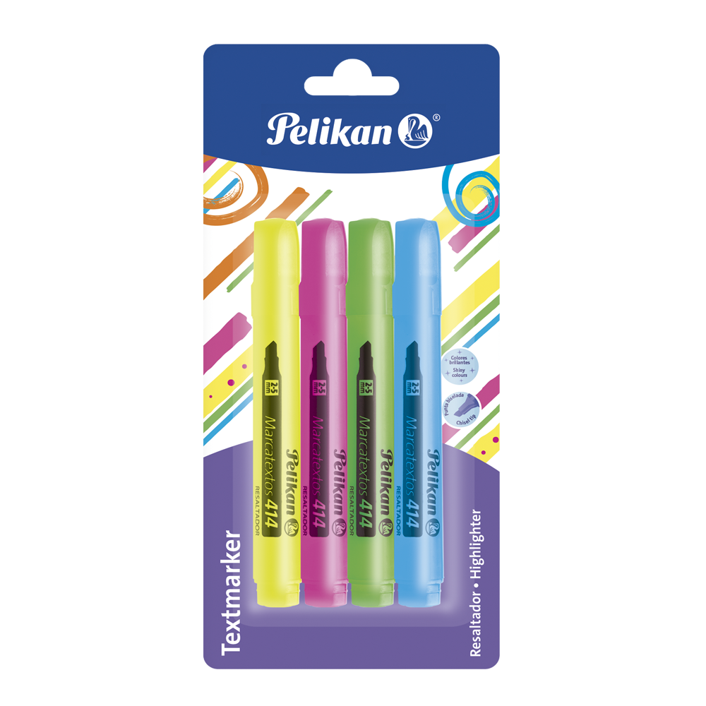 Tarjeta Marcatextos 414 con 4 piezas: Amarillo, verde, rosa y azul