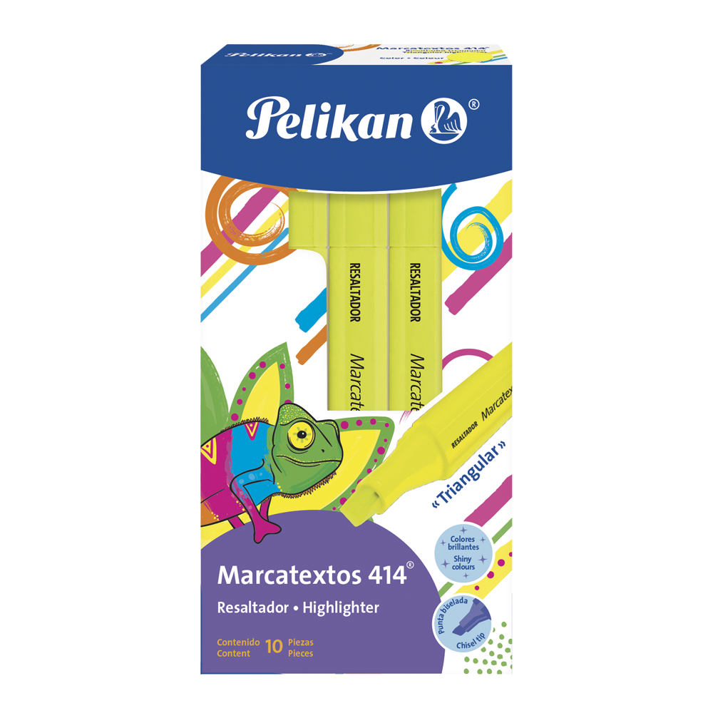 Marcatextos Neon 414 Triangular Amarillo c/10 pzs