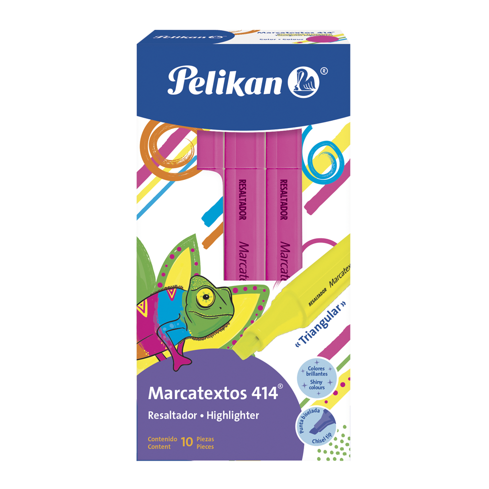 Marcatextos Neon 414 Triangular Rosa c/10 pzs
