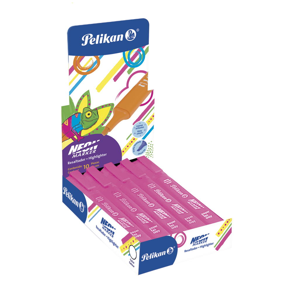 Caja con 10 piezas neon marker Rosa