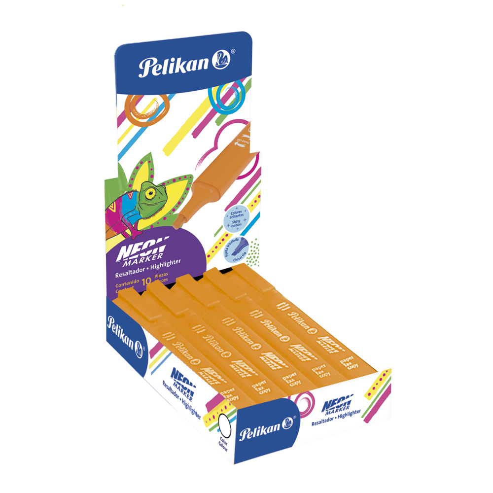 Caja con 10 piezas neon marker Naranja