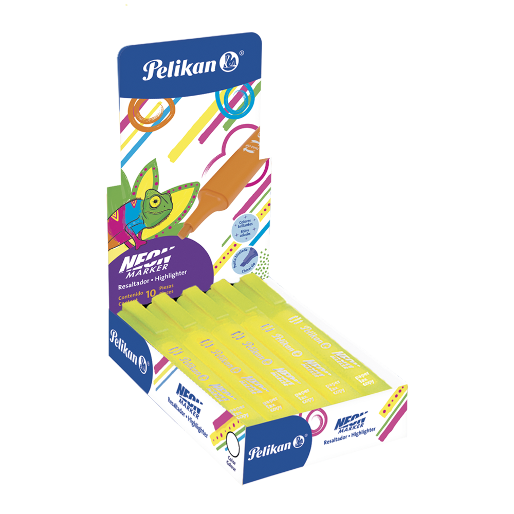 Caja con 10 piezas neon marker Amarillo