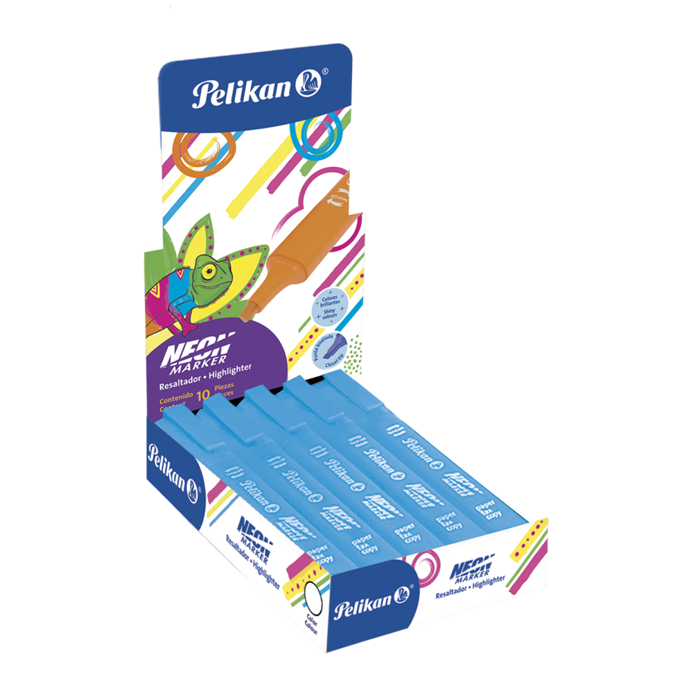 Caja con 10 piezas neon marker Azul 