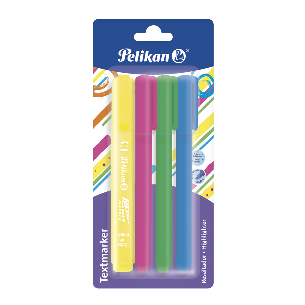 Tarjeta Blister neón marker surtido con 4 piezas