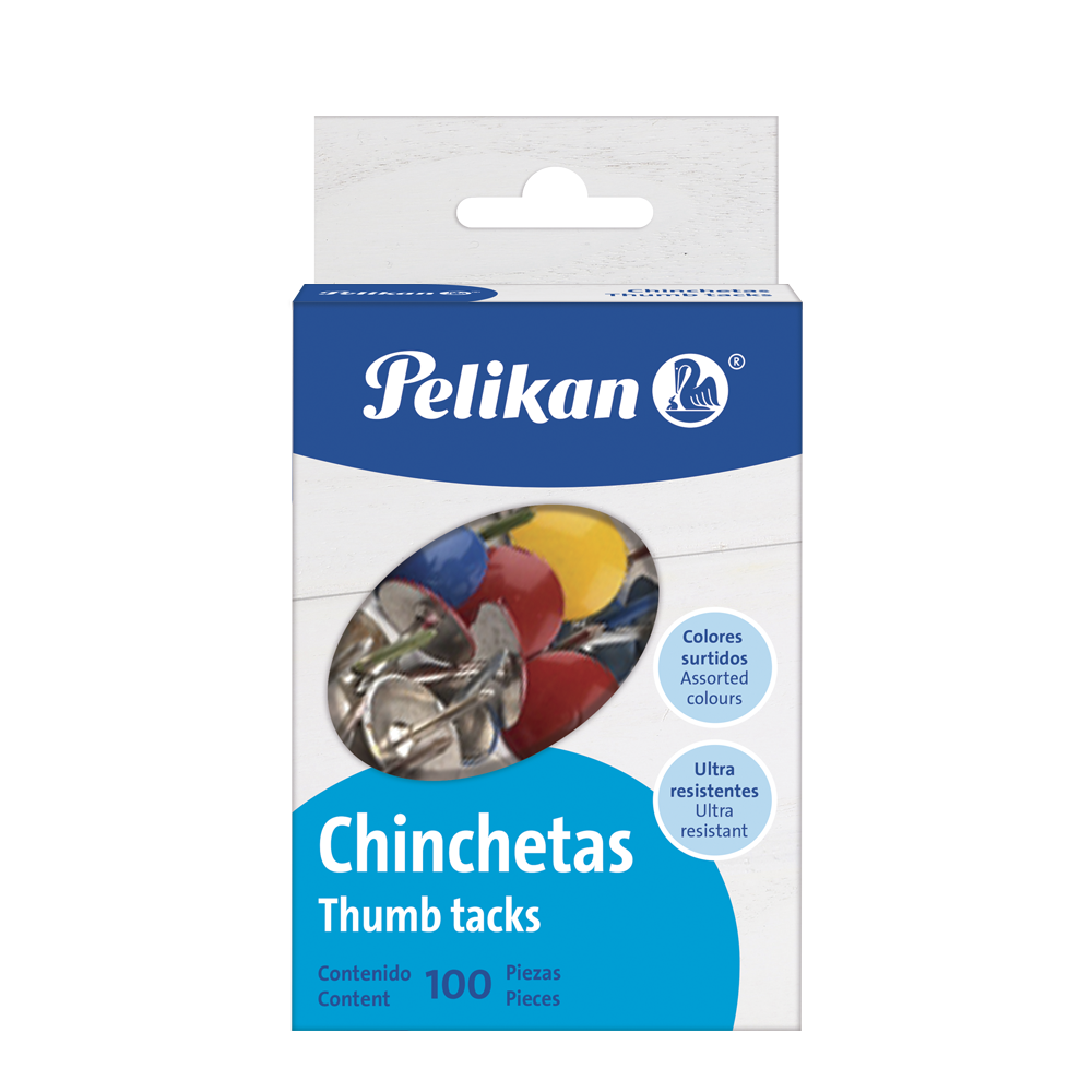 Chinchetas caja con 100 piezas colores surtidos