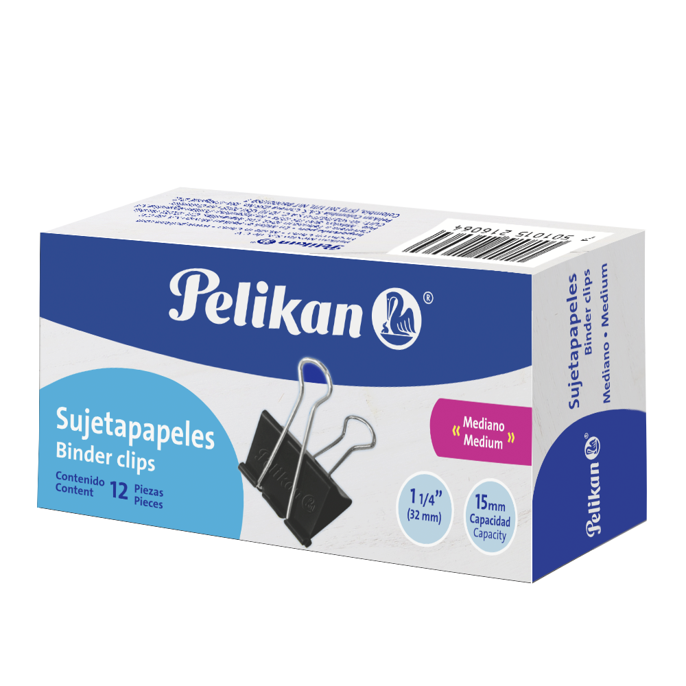 Sujetapapeles mediano 11/4” caja con 12 piezas