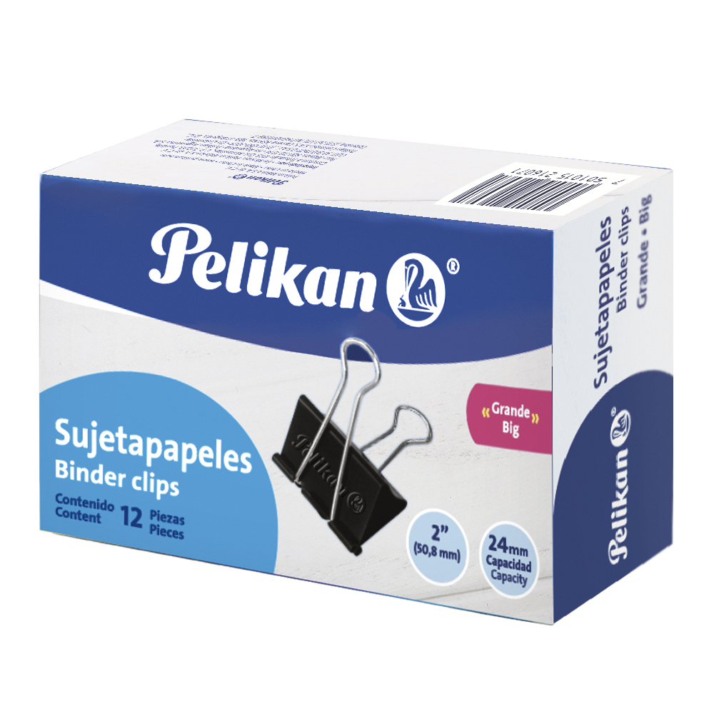 Sujetapapeles grande 2” caja con 12 piezas