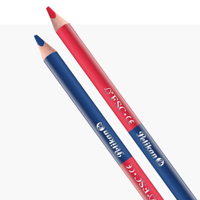 Dikke, driehoekige potloden rood & blauw
